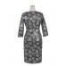 Women's Party/Cocktail Plus Size Dress,Floral Round Neck Knee-length ? Length Sleeve Black Cotton / Polyester All Seasons