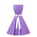 Women's Going out Vintage / Cute A Line / Skater Dress,Polka Dot Round Neck Knee-length Sleeveless Purple Cotton Spring Mid Rise