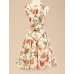 Women's Halter 50s Vintage Flower Print Rockabilly Sleeveless Dress(Not Include Petticoat)