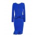 Women's Fashion Retro Bodycon O Neck Long Sleeve Pattern Color Dress