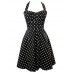 Women's Retro 50s Slim Polka Dot Sleeveless Swing Party Dress