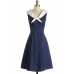 Women's Party/Cocktail Vintage A Line / Skater Dress,Polka Dot V Neck Knee-length Sleeveless Blue Cotton / Polyester Fall High Rise