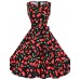 Women's 50s Vintage Cherry Rockabilly Hepburn Pinup Cos Party Swing Dress 570