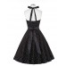 Women's Going out Vintage A Line Dress,Polka Dot Halter Knee-length Sleeveless Blue / Black Polyester Summer